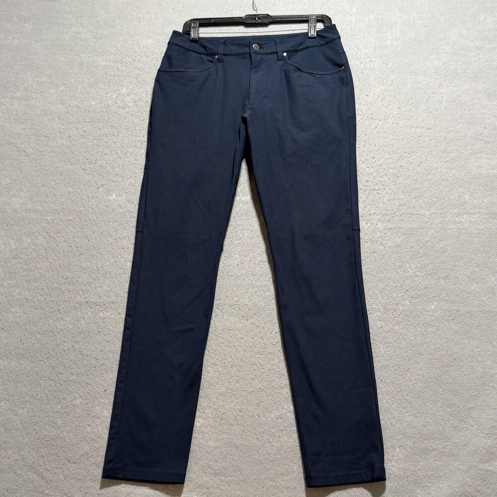 Lululemon Men's ABC Pant Sz 30 Navy Blue Slim Fit Warpstreme Athleisure Pockets